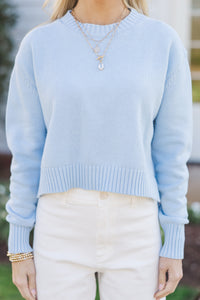 Lucky You Light Blue Cropped Sweater