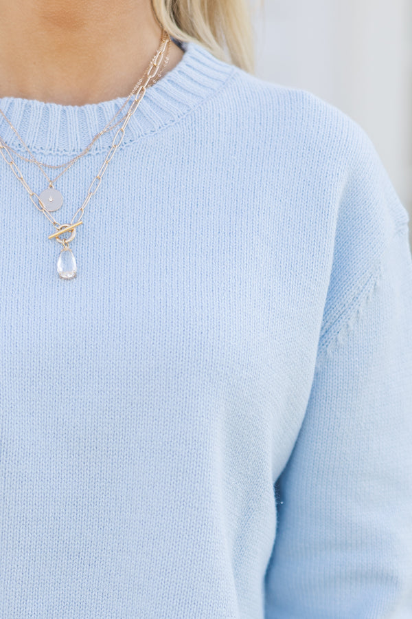 Lucky You Light Blue Cropped Sweater