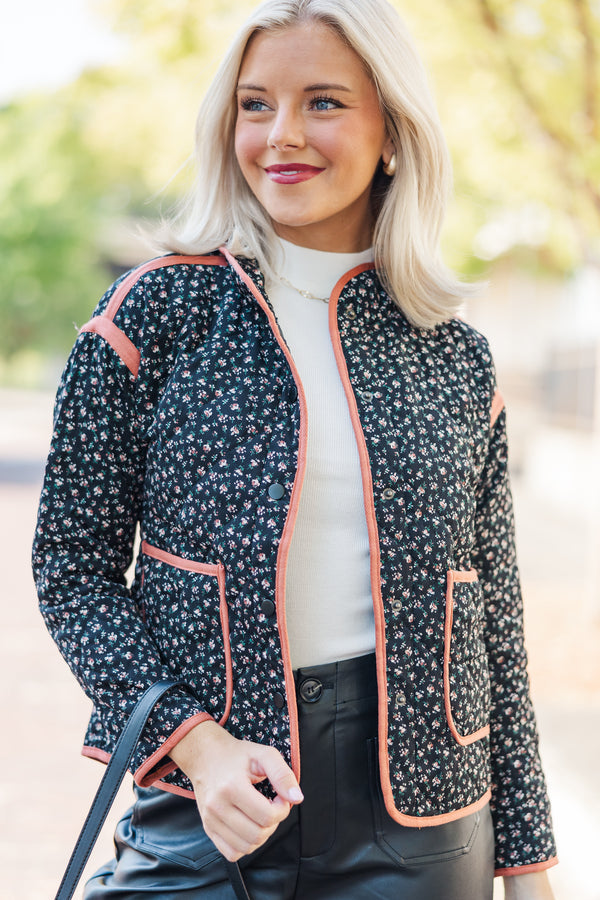 Feeling Like Love Black Ditsy Floral Jacket