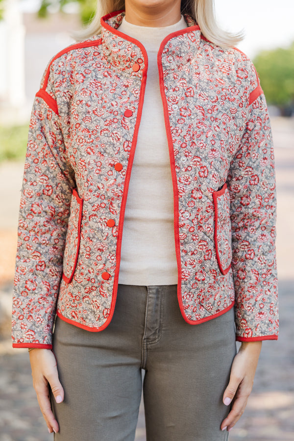 It's All Love Rust Ditsy Floral Jacket