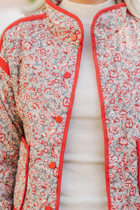 It's All Love Rust Ditsy Floral Jacket