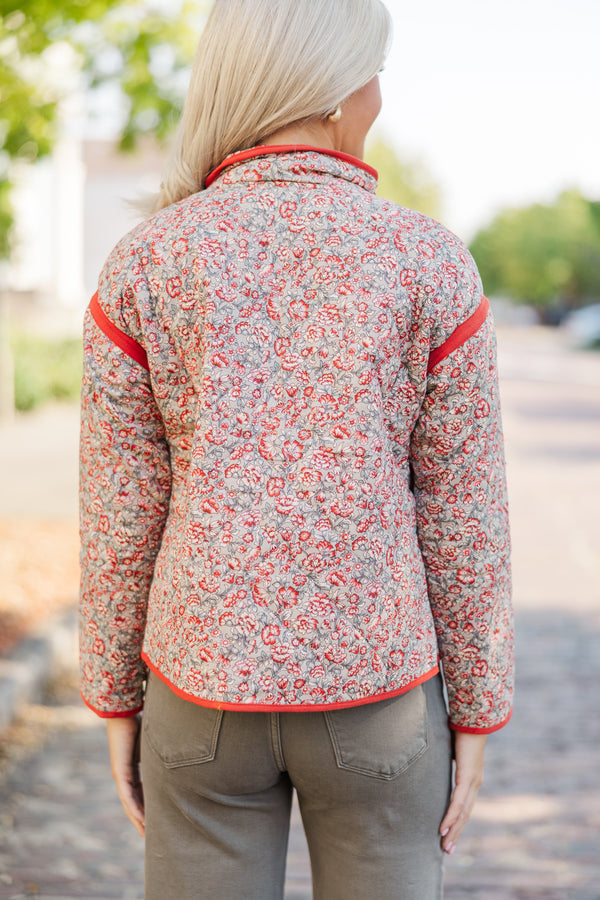 It's All Love Rust Ditsy Floral Jacket