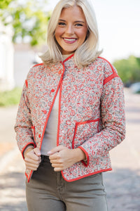 It's All Love Rust Ditsy Floral Jacket