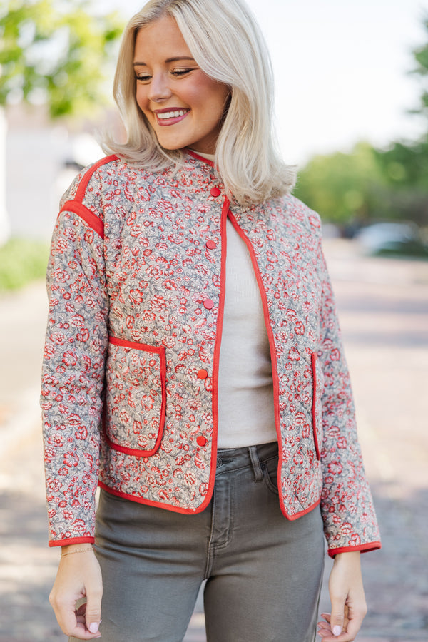 It's All Love Rust Ditsy Floral Jacket