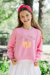 Girls: Fall Girly Pink Graphic Sweatshirt