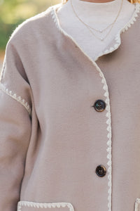 Better Together Camel Contrast Stitched Jacket