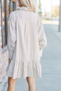 Stay A While Brown Striped Dress