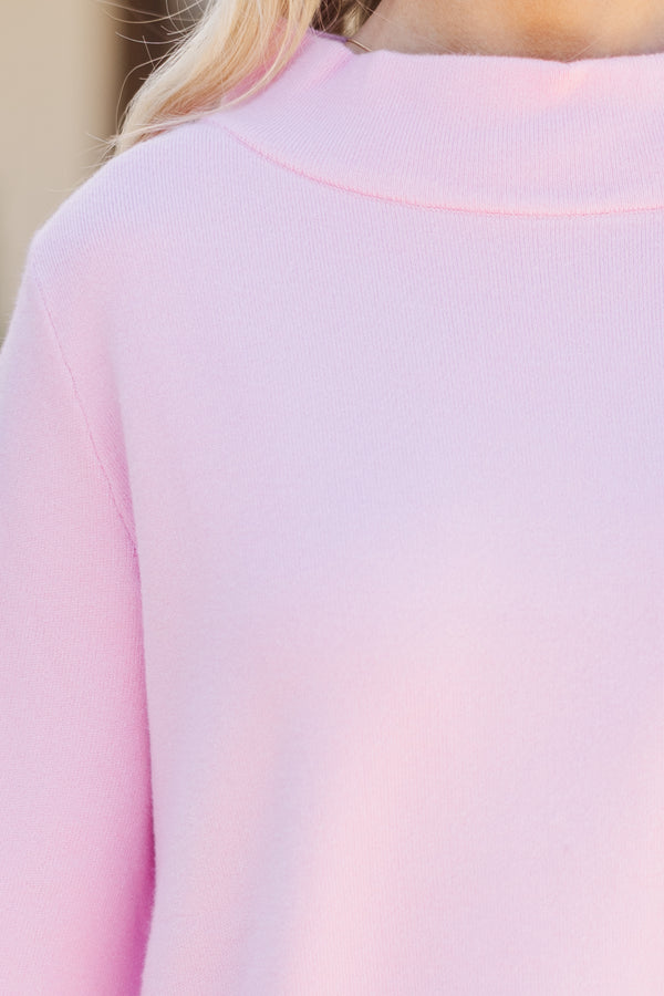 Mock Neck Sweatshirt, Light Pink