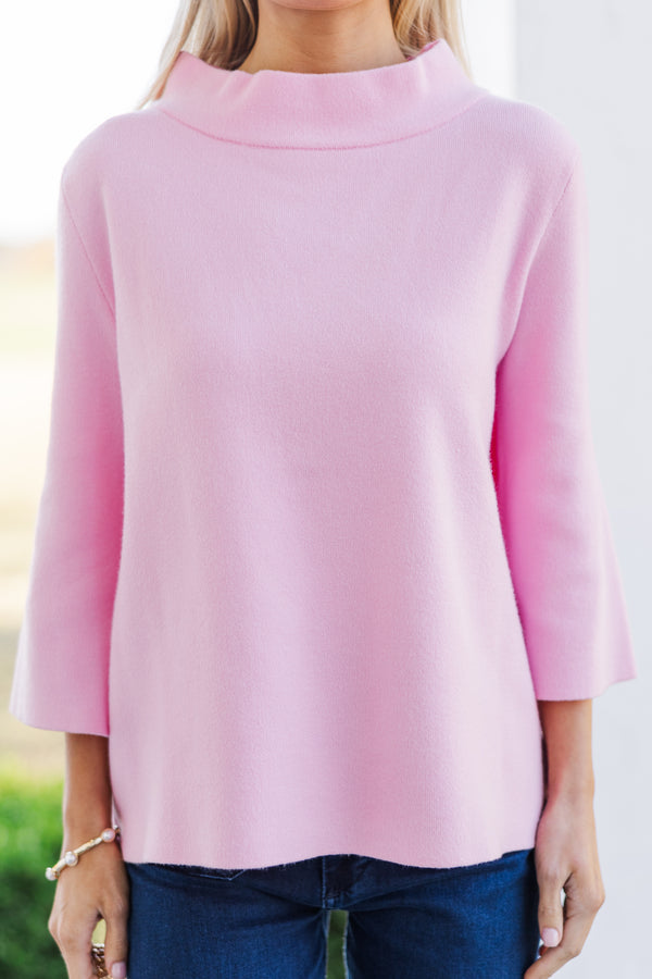 Just A Feeling Pink Mock Neck Sweater