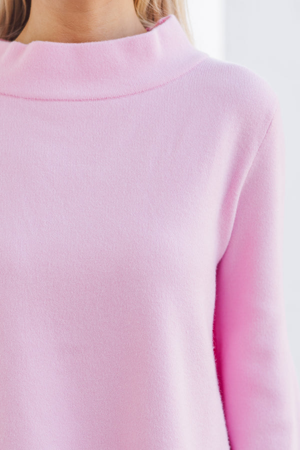 Just A Feeling Pink Mock Neck Sweater