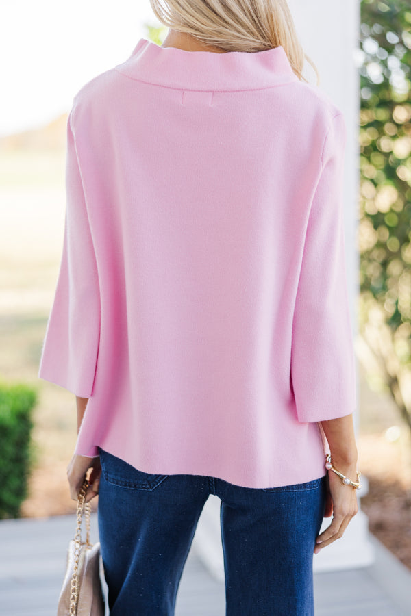 Just A Feeling Pink Mock Neck Sweater