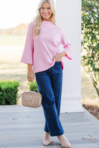 Just A Feeling Pink Mock Neck Sweater