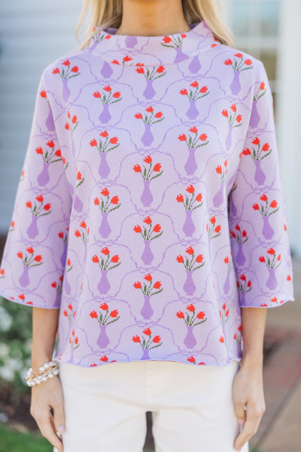 Lavender Jesus Mock Neck Sweatshirt main image 1