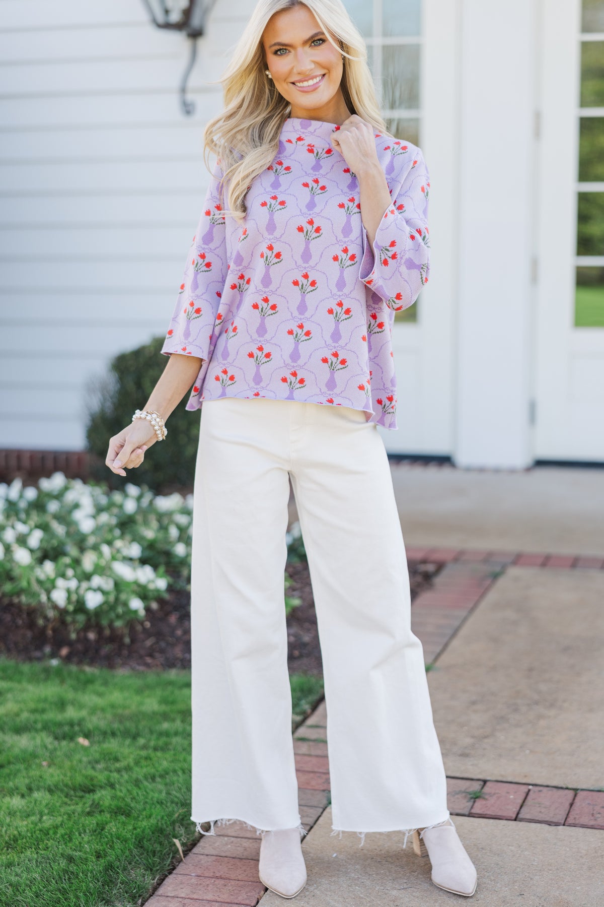 flicka トップス Just A Feeling Lavender Medallion Mock Neck Sweater – Shop the Mint