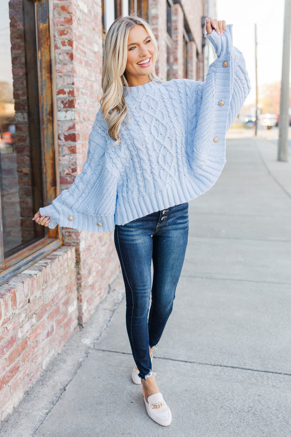 Fell In Love Light Blue Poncho Sweater