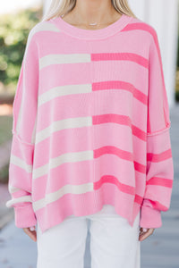 Give You Joy Pink Striped Sweater