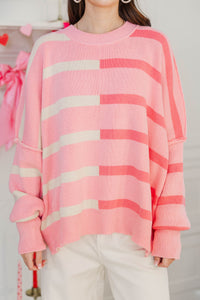 Give You Joy Pink Striped Sweater