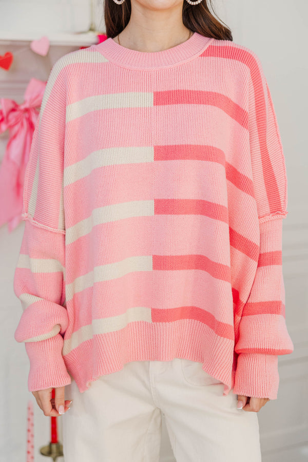 Give You Joy Pink Striped Sweater