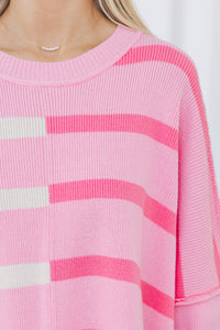 Give You Joy Pink Striped Sweater