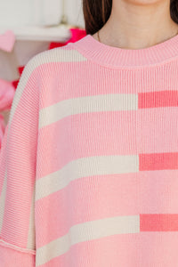 Give You Joy Pink Striped Sweater