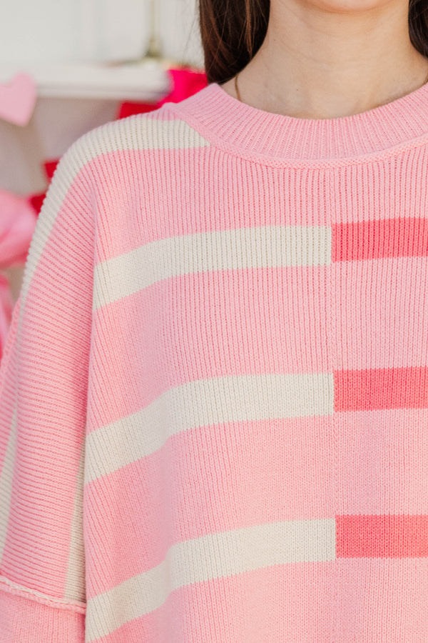 Give You Joy Pink Striped Sweater