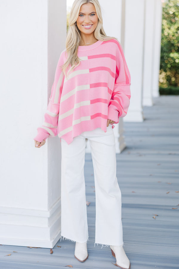 Give You Joy Pink Striped Sweater