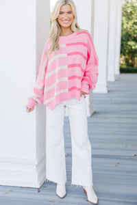 Give You Joy Pink Striped Sweater