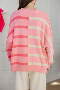 Give You Joy Pink Striped Sweater