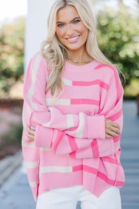 Give You Joy Pink Striped Sweater