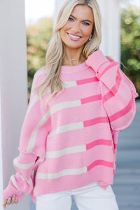 Give You Joy Pink Striped Sweater