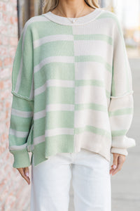 Give You Joy Sage Green Striped Sweater