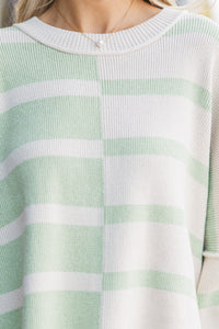 Give You Joy Sage Green Striped Sweater