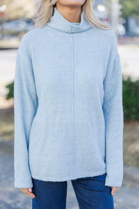 Hear It All Light Blue Mock Neck Sweater