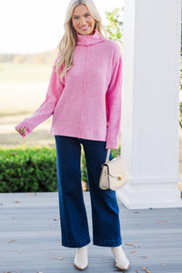 Hear It All Pink Mock Neck Sweater