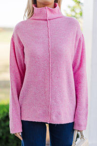 Hear It All Pink Mock Neck Sweater