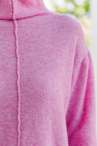 Hear It All Pink Mock Neck Sweater