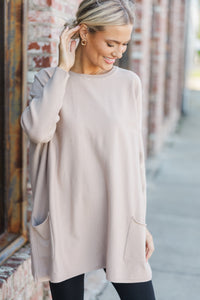 Loving My Life Taupe Brown Pocket Tunic