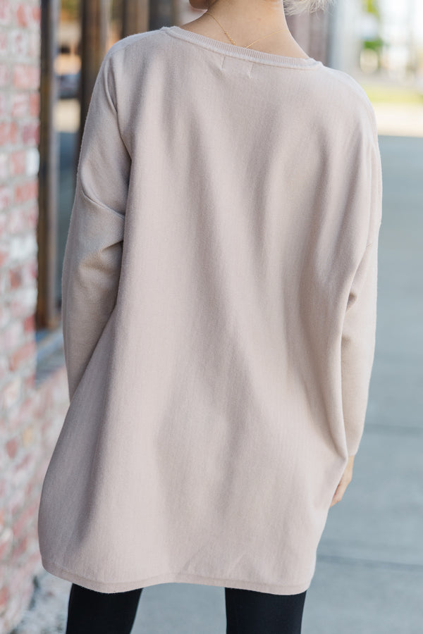 Loving My Life Taupe Brown Pocket Tunic