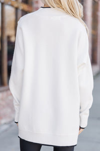 On The Line White Mock Neck Sweater