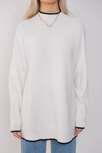 On The Line White Mock Neck Sweater
