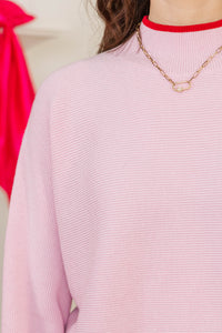 On The Line Blush Pink Mock Neck Sweater