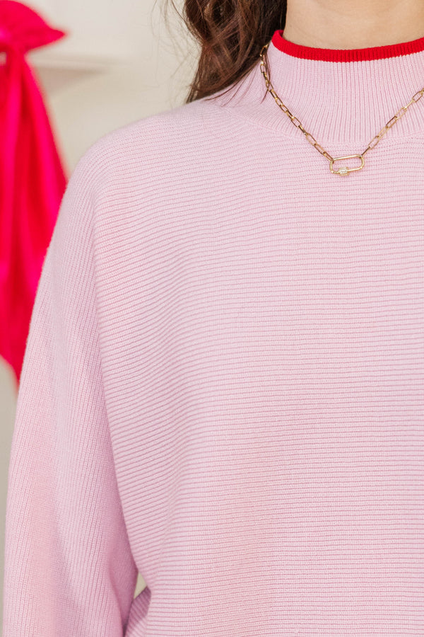 On The Line Blush Pink Mock Neck Sweater