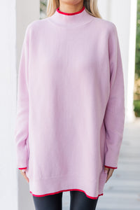 On The Line Blush Pink Mock Neck Sweater