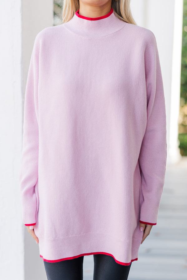 On The Line Blush Pink Mock Neck Sweater