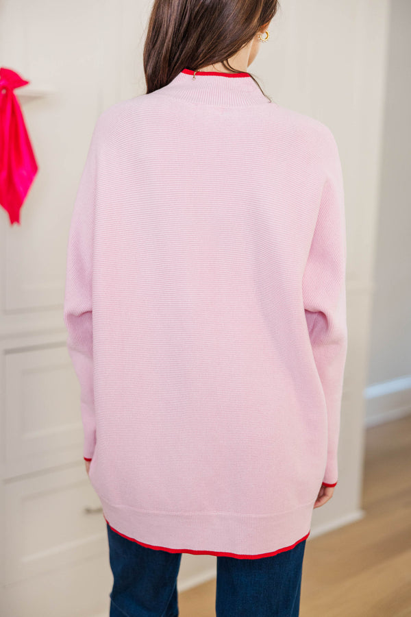 On The Line Blush Pink Mock Neck Sweater