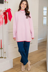 On The Line Blush Pink Mock Neck Sweater