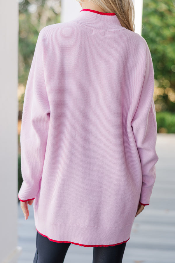 On The Line Blush Pink Mock Neck Sweater