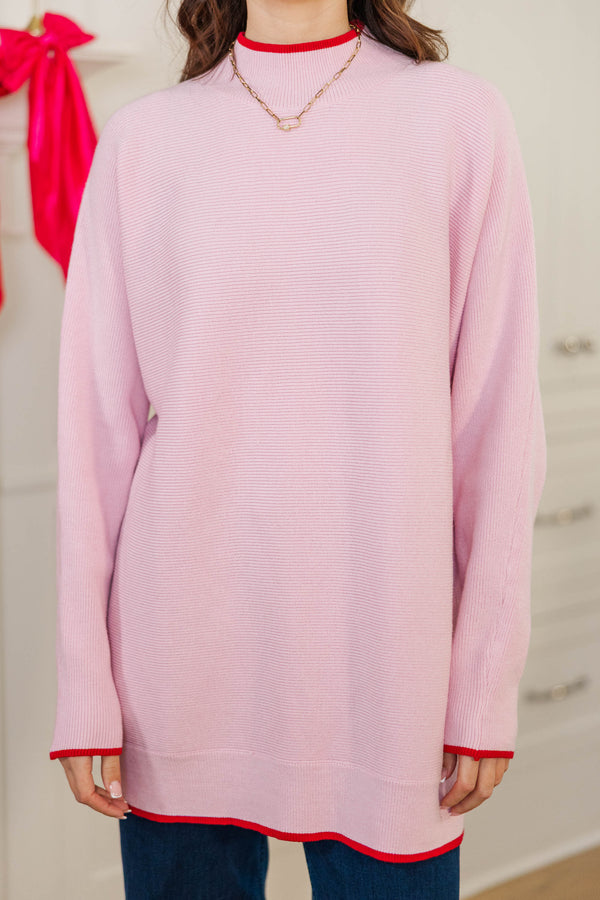 On The Line Blush Pink Mock Neck Sweater