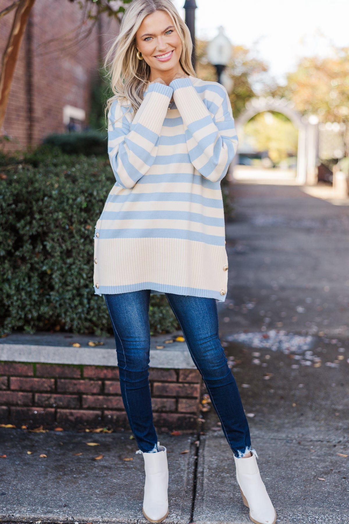 On The Way Up Light Blue Striped Sweater – Shop the Mint