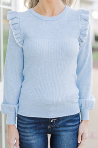 Reach For You Light Blue Ruffled Sweater